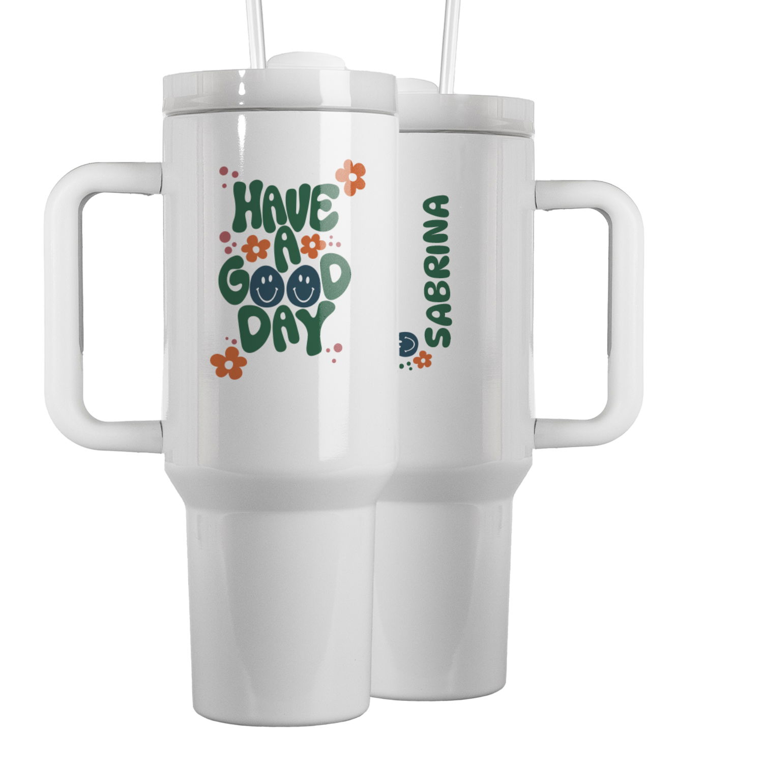 Thermo-Becher mit Griff und Wunschname