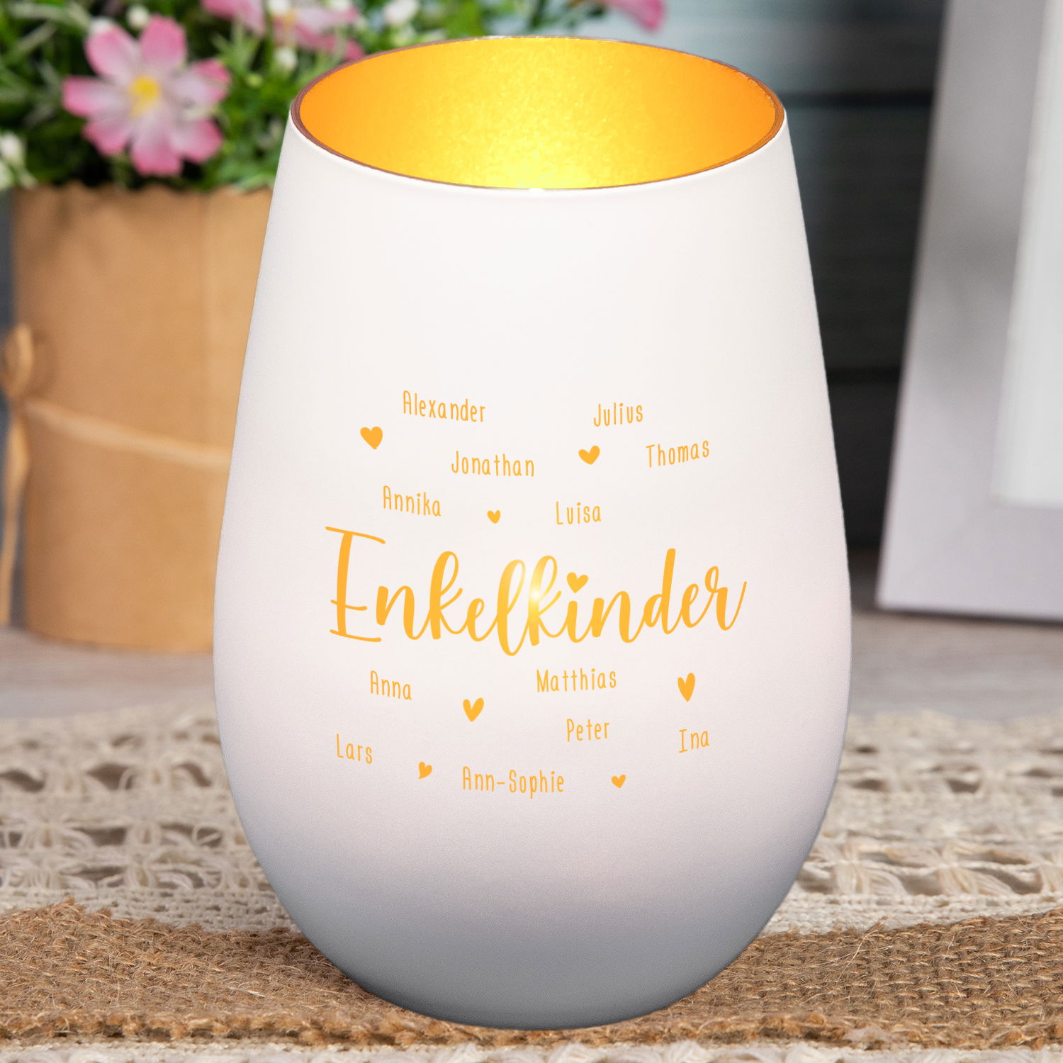Windlicht - Enkelkinder mit Personalisierung