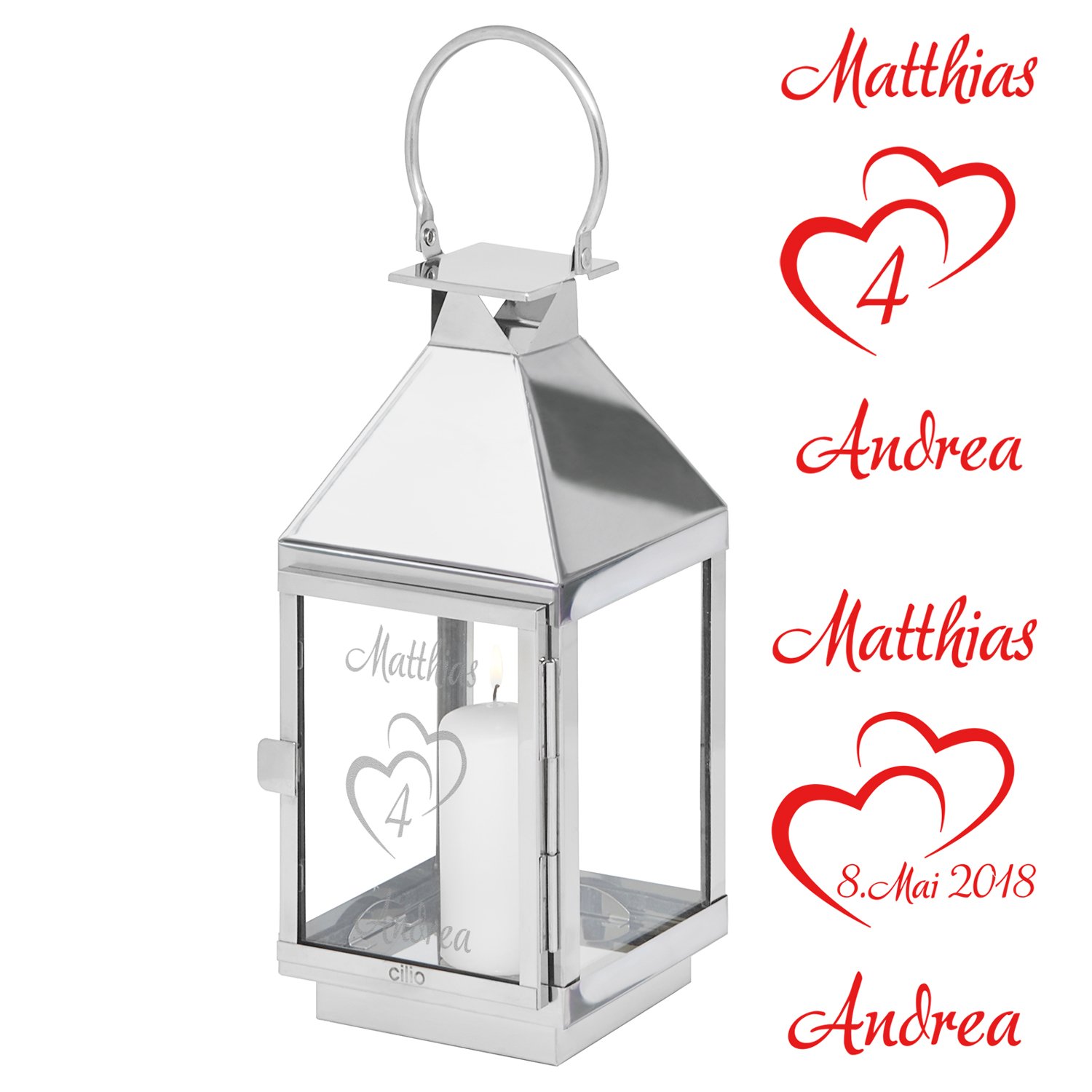 Laterne zum Hochzeitstag mit Gravur