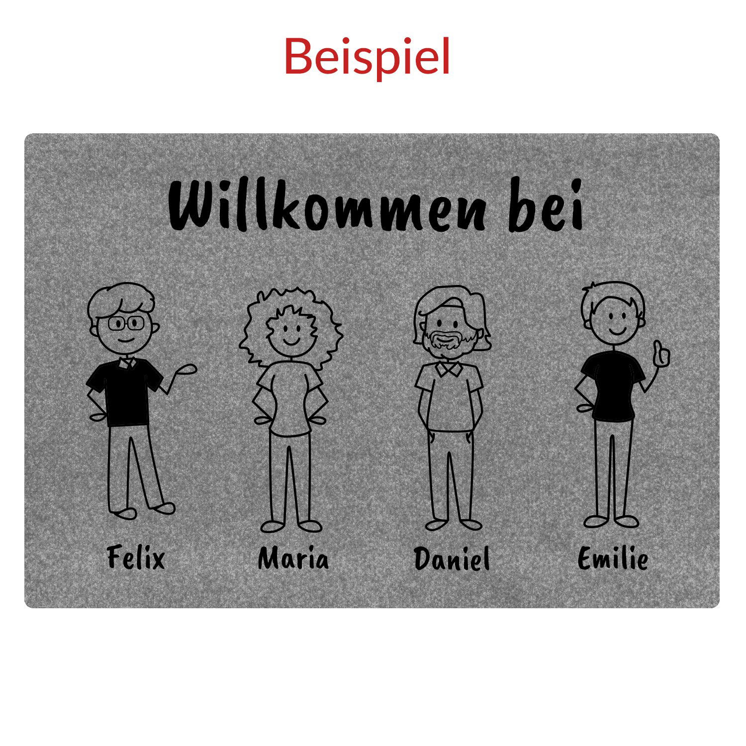 Fussmatte-shopbilder-4-Personen-WG-personalisiert Comic Fußmatte