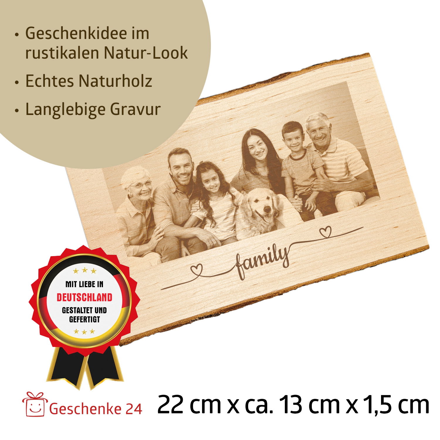 Holzbrett mit Fotogravur