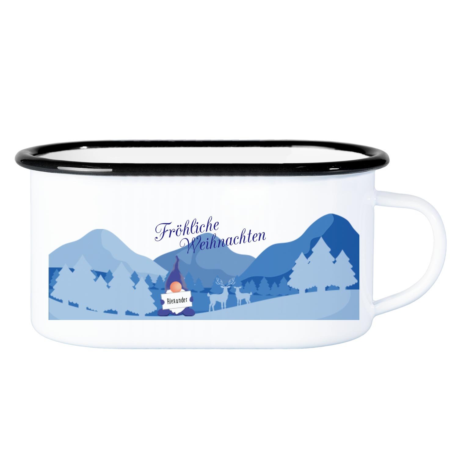 Weihnachtstasse aus Metall mit Personalisierung