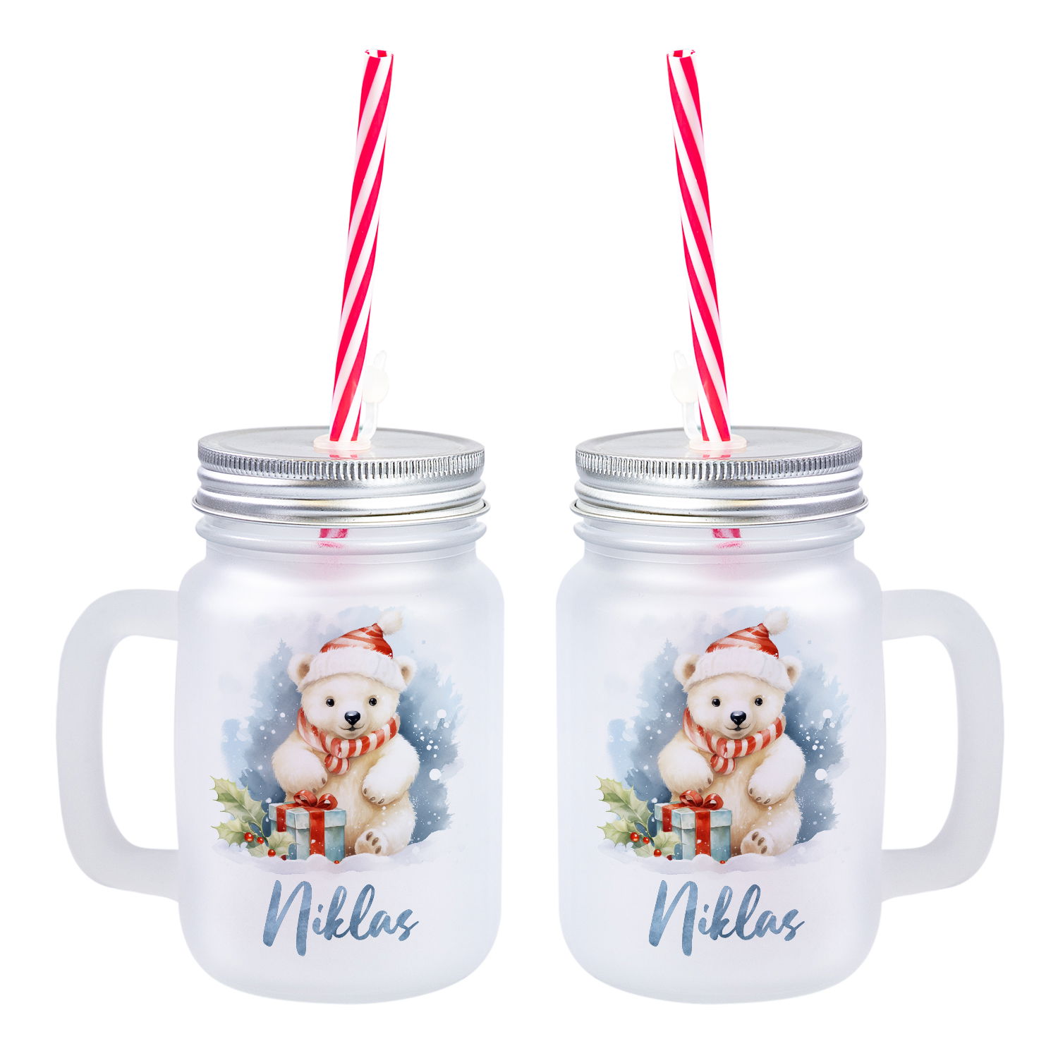 Weihnachtliches Henkelglas mit Wunschname