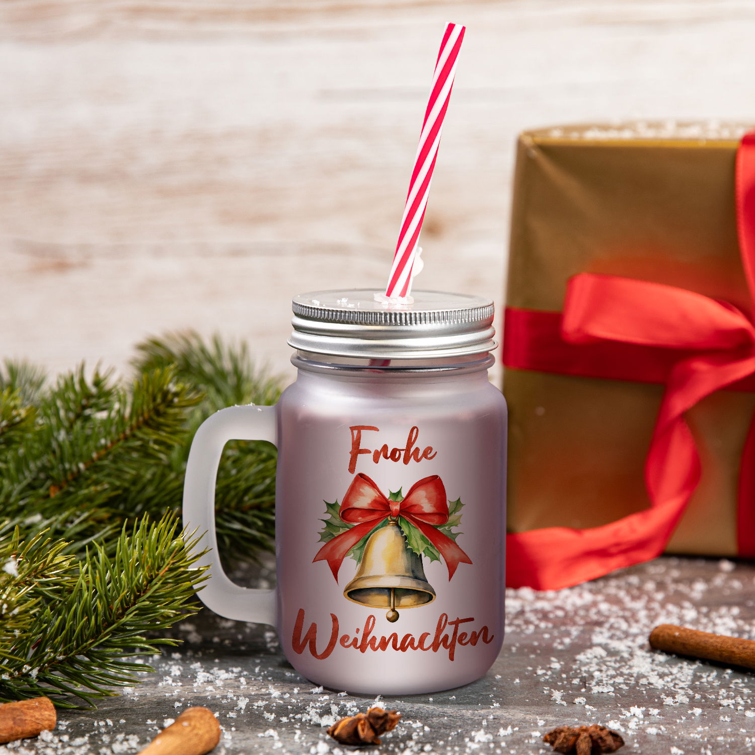 Weihnachtliches Henkelglas mit Wunschname