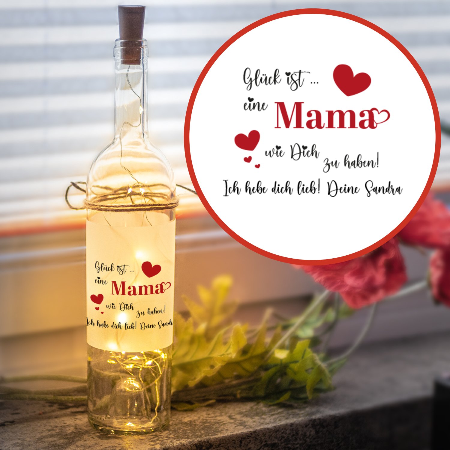 LED Flasche - Muttertag