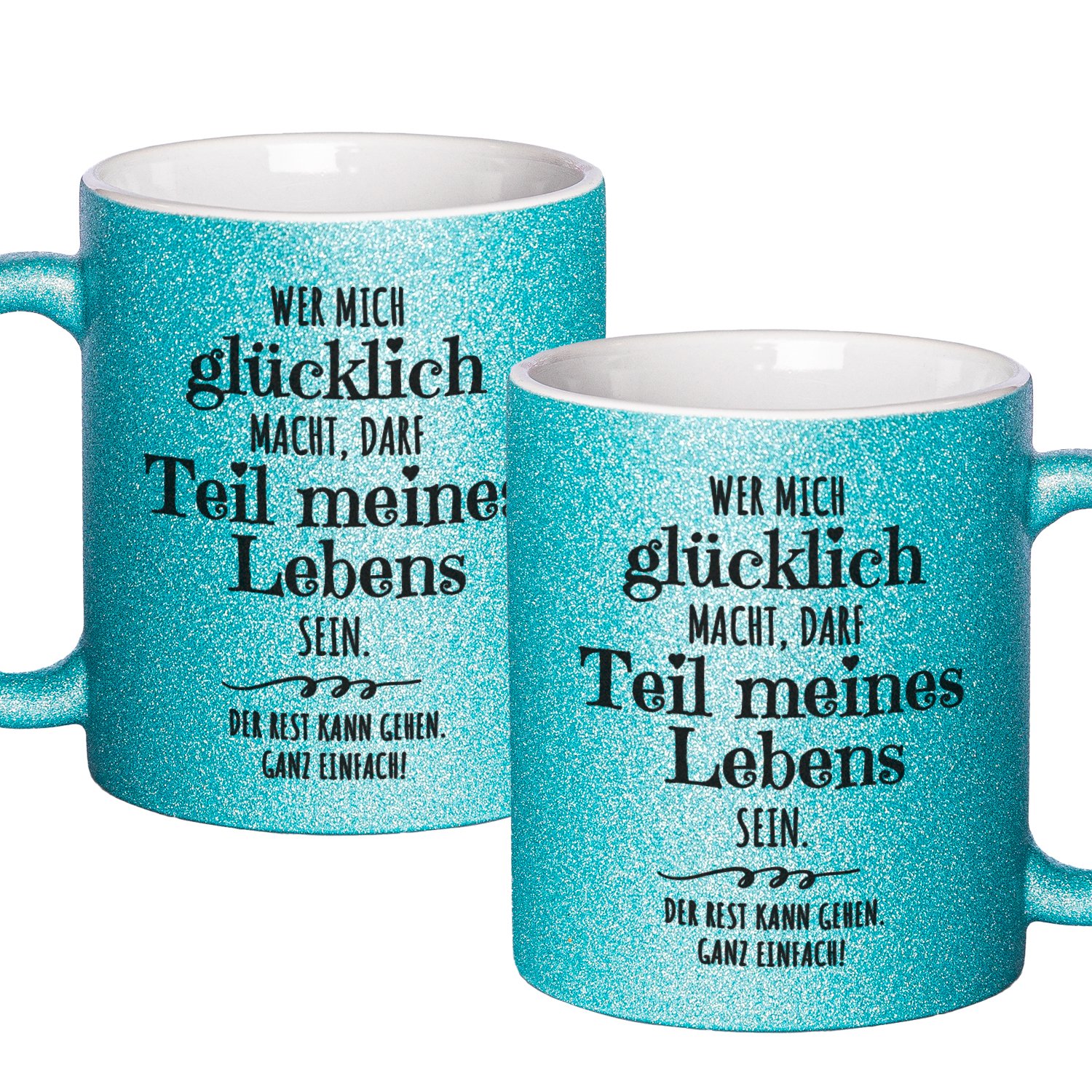 Glitzertasse mit lustigen Sprüchen