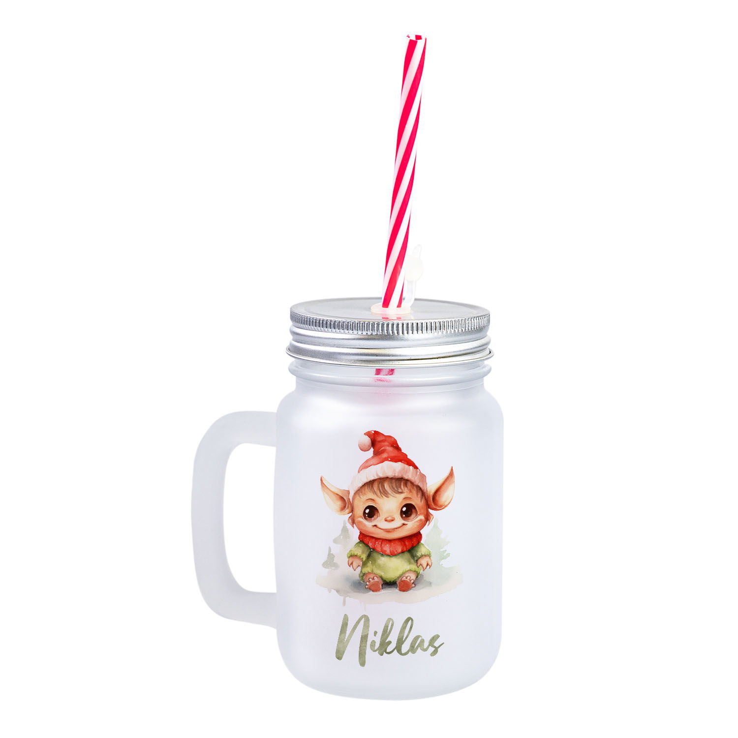 Weihnachtliches Henkelglas mit Wunschname