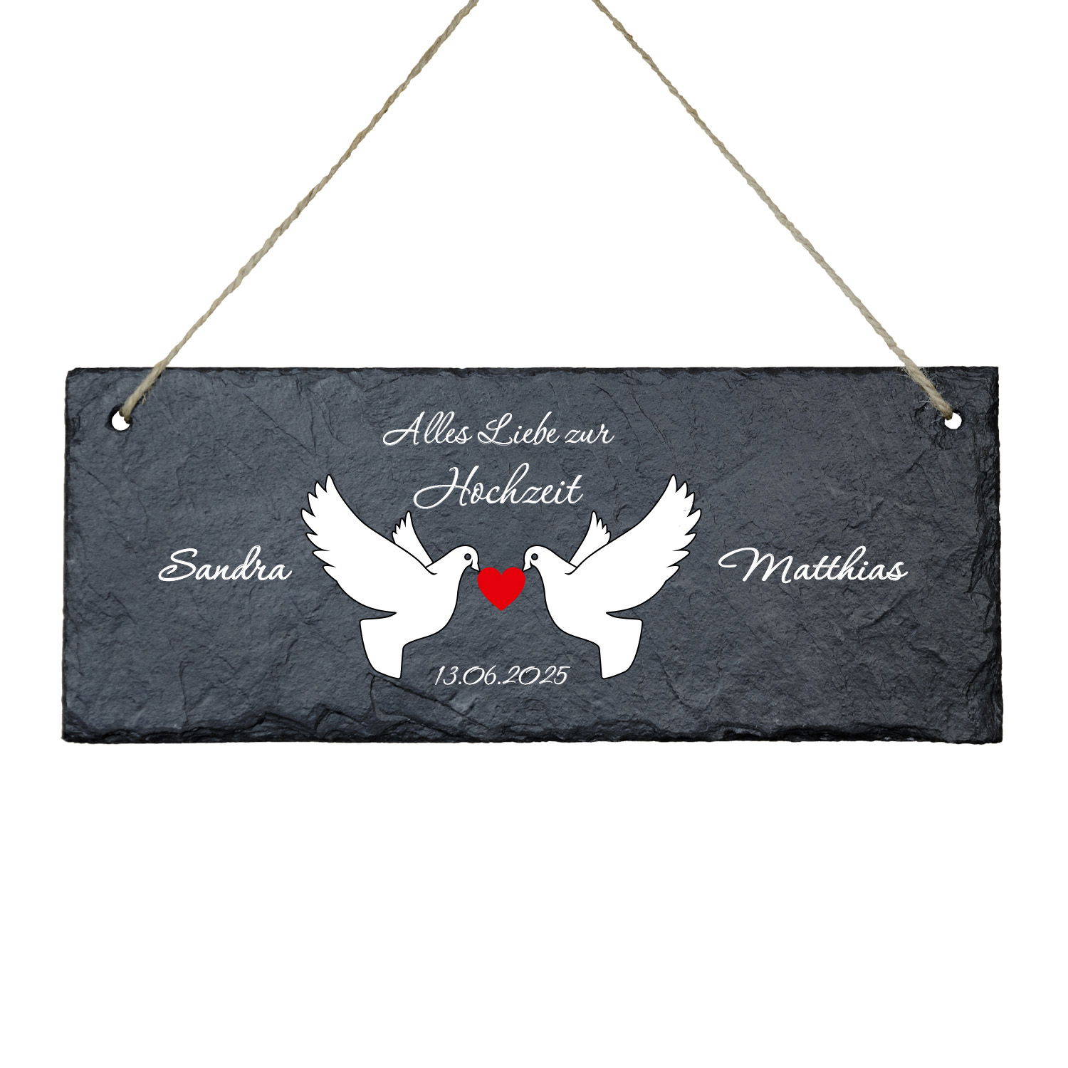 Schieferschild zur Hochzeit mit Personalisierung