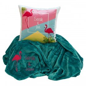 Kuschel Set - Decke und Kissen "Flamingo"