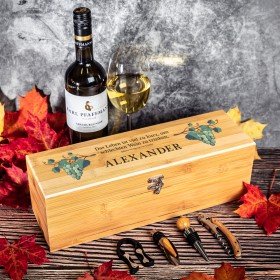 Personalisierbare Bambus-Geschenkbox für Weinflasche