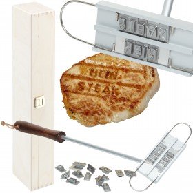 Grillbrandeisen mit personalisierter Holzbox