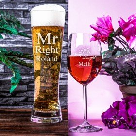 Wein-Bier-Set - Mr & Mrs Right
