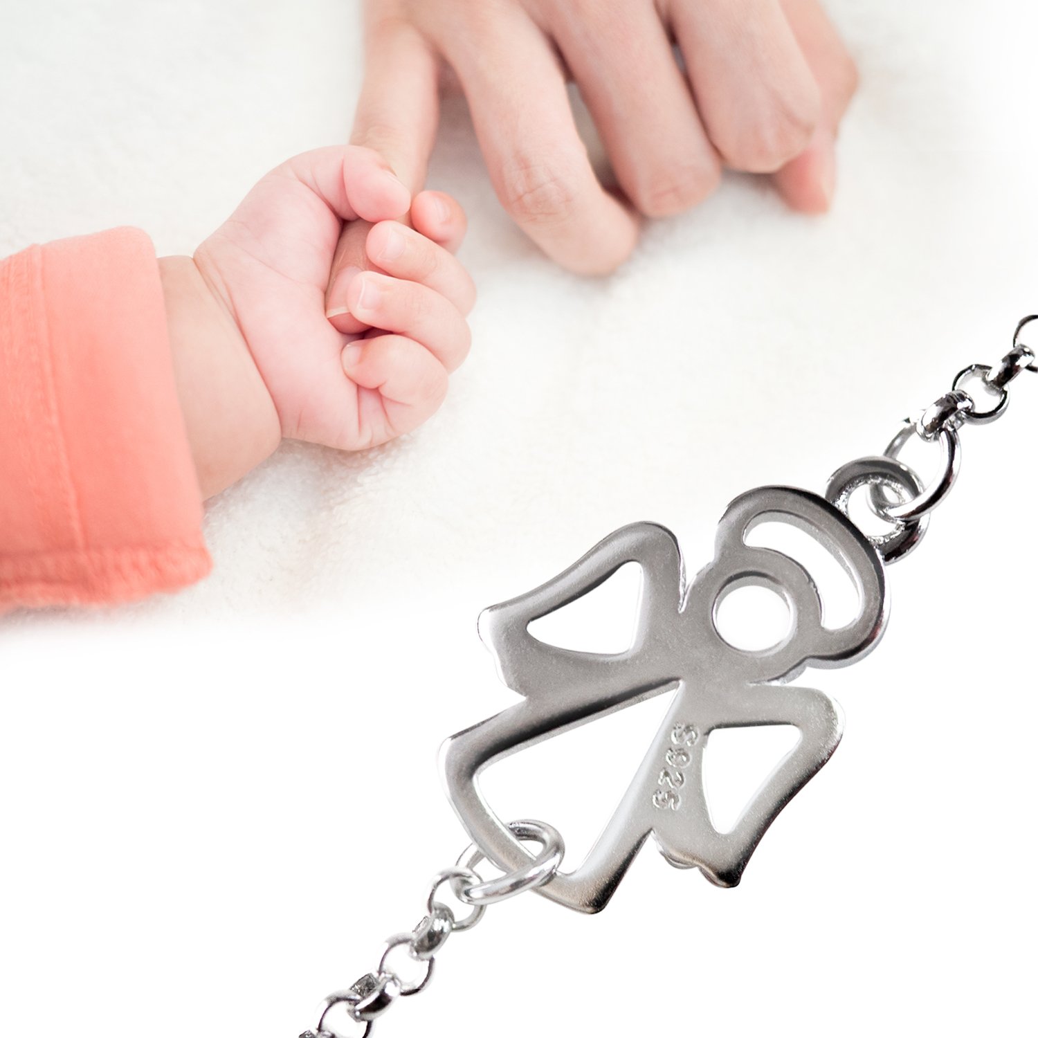 Baby Tauf Armband /Schutzengel 925er Sterling Silber beliebig Verstellbar. 