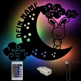 Farbwechsel Nachtlampe - Hase auf dem Mond