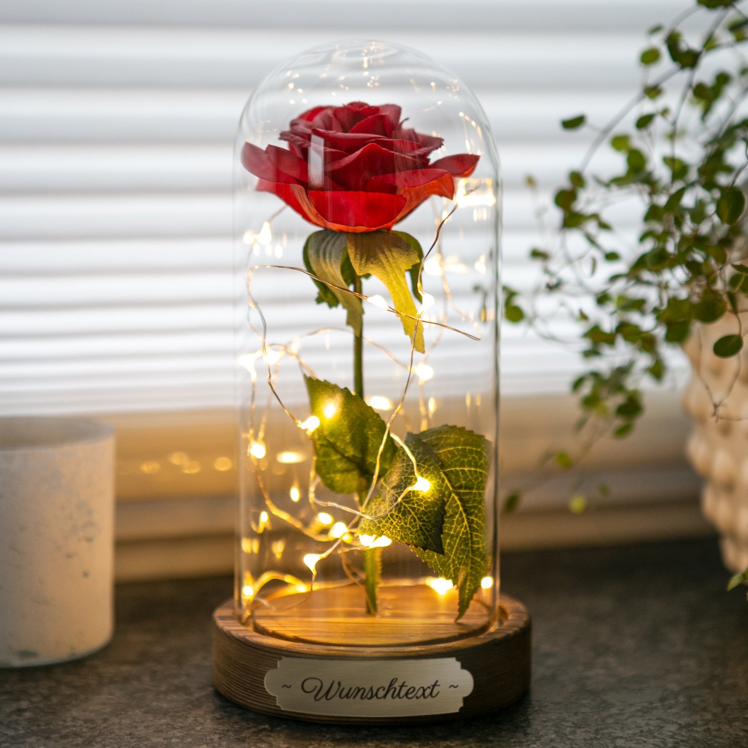Wunderschöne gravierte Ewige Rose im Glas ❤️