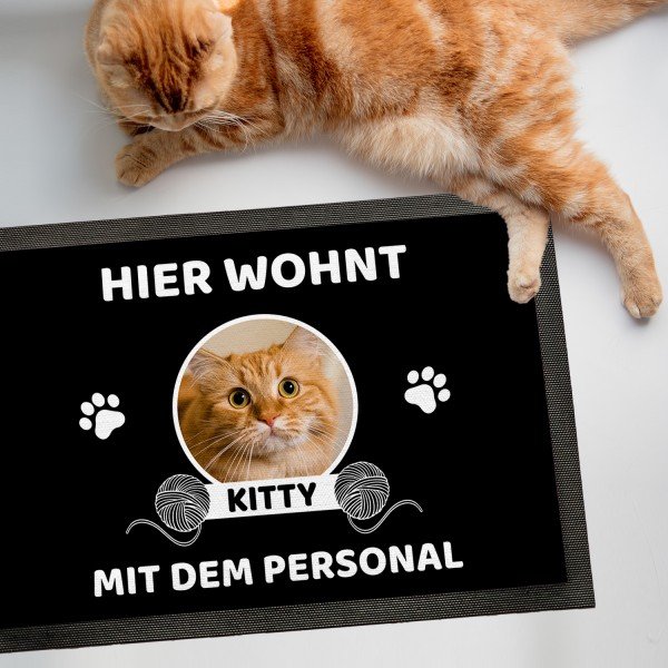 Personalisierte Fußmatten mit Katzenfoto und Namen