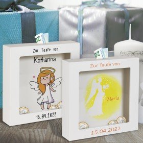 3D-Bilderrahmen zur Taufe - Engel mit Personalisierung
