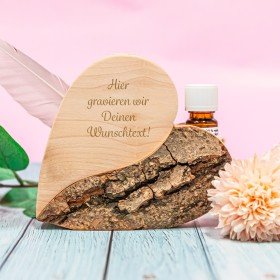 Holz-Herz mit Duftöl - mit Wunschtext