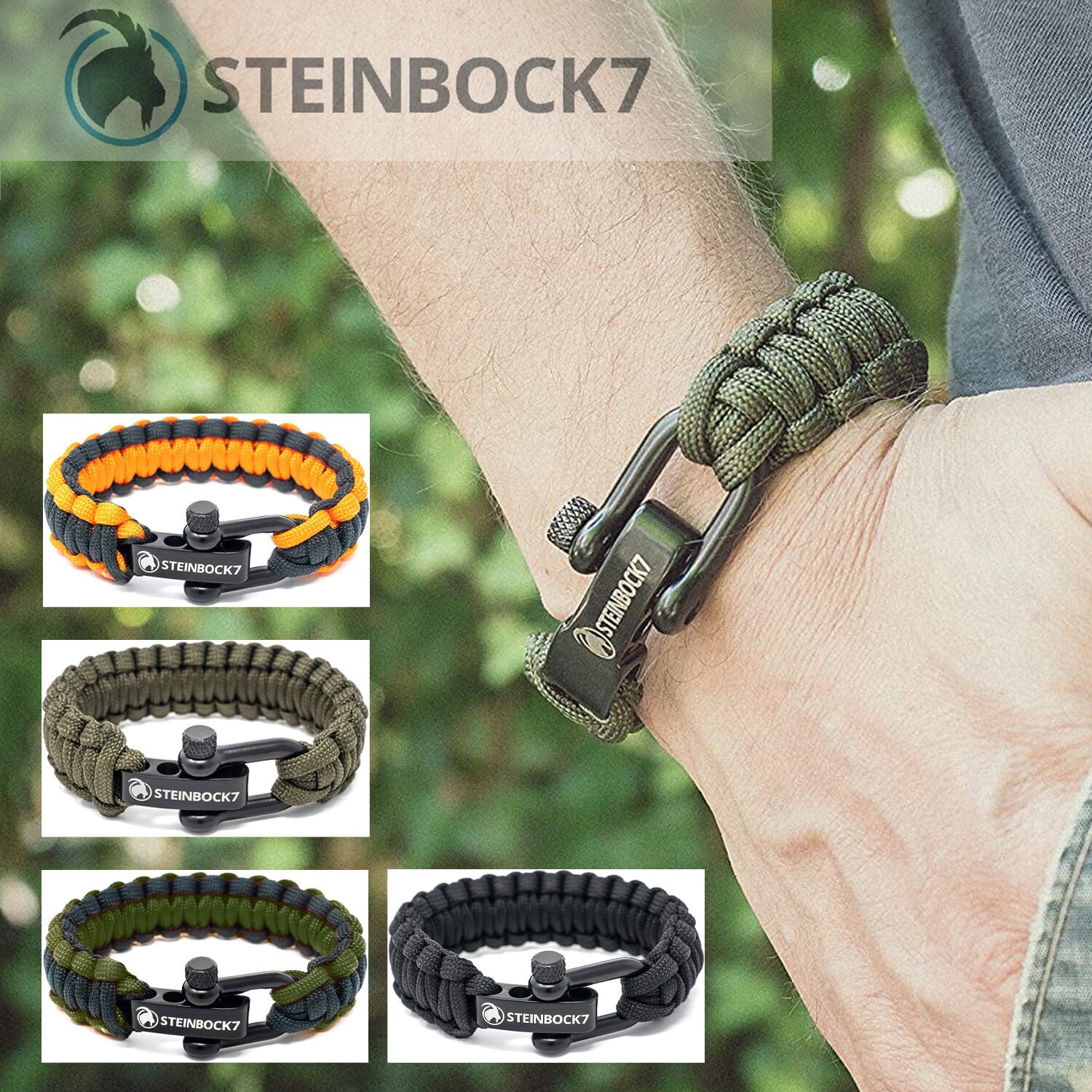 Steinbock7 Survival Paracord Männer Armband 