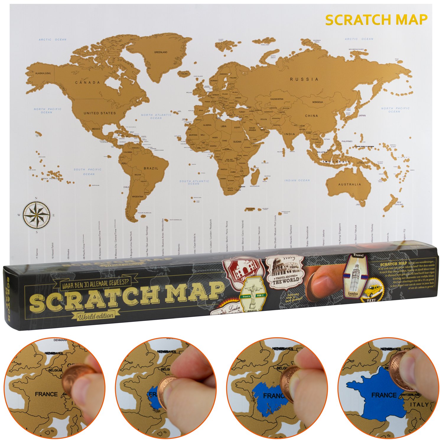 Scratchmap Weltkarte Mit Rubbelfeldern